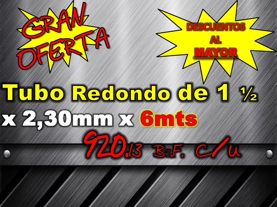 Tubo redondo en hierro negro de 1 ½  x 2.30mmx6m &middot; Confikom