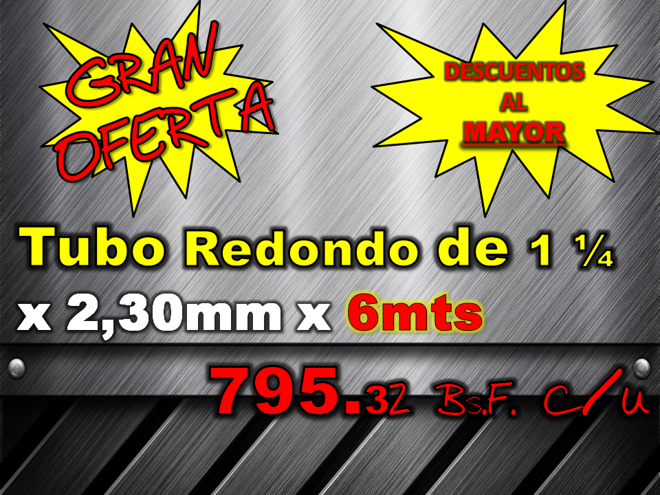 Tubo redondo en hierro negro de 1 1/4 en H/N &middot; Confikom