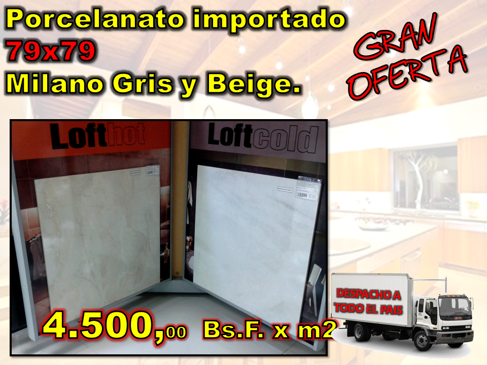 Porcelanato Milano importado 79x79 Gris y Beige  &middot; Confikom