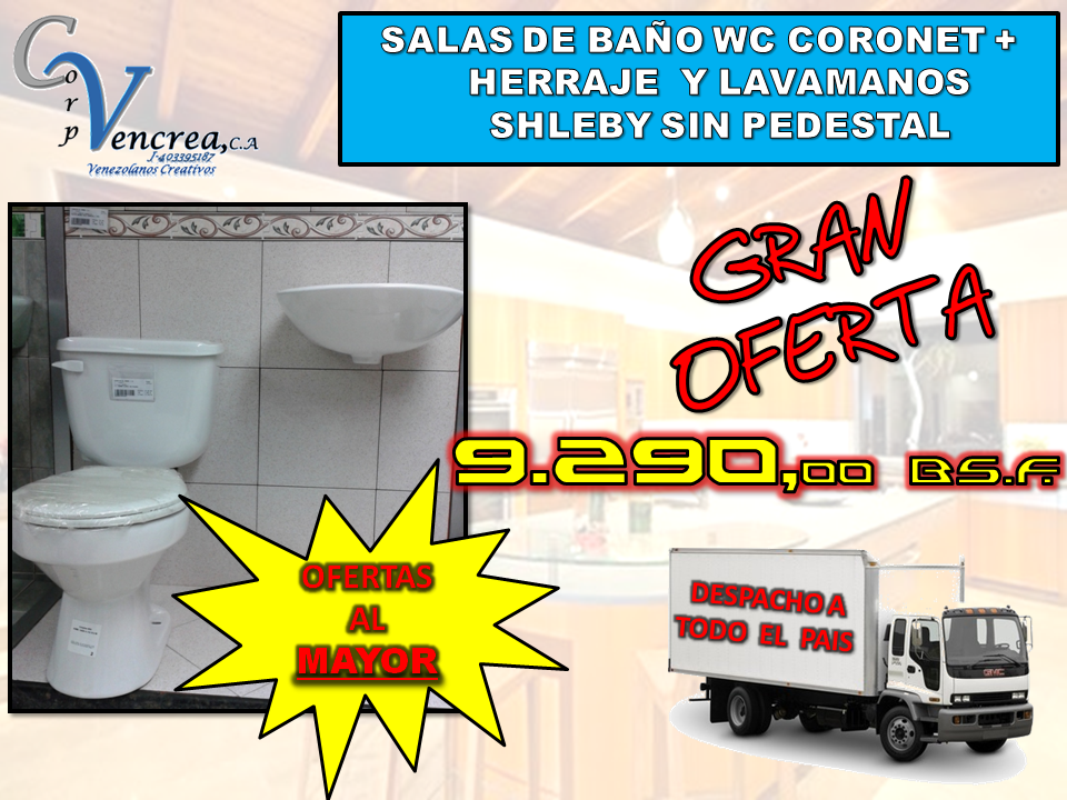 Salas de baño wc coronet + herraje  y lavamanos shleby sin pedestal &middot; Confikom